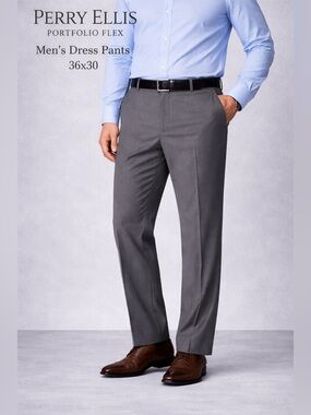 Perry Ellis Men's Gray Dress Pants